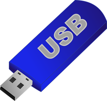 Blue U S B Flash Drive Icon PNG with transparent background