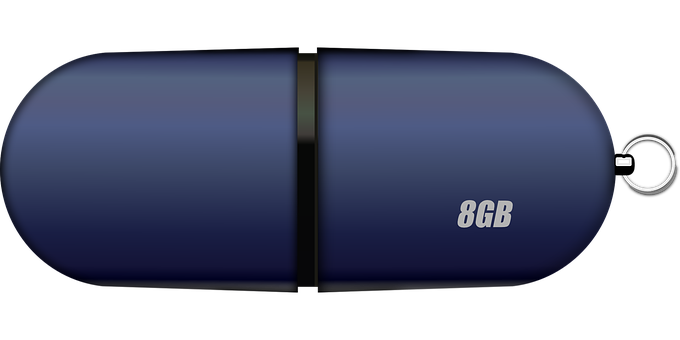 Blue U S B Flash Drive8 G B PNG with transparent background