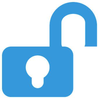 Blue_ Unlocked_ Padlock_ Icon PNG with transparent background