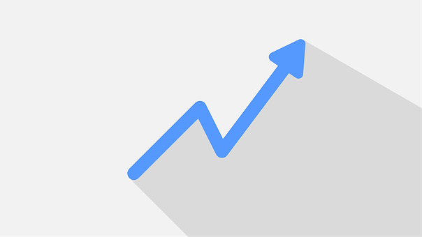 Blue Upward Trend Arrow PNG with transparent background