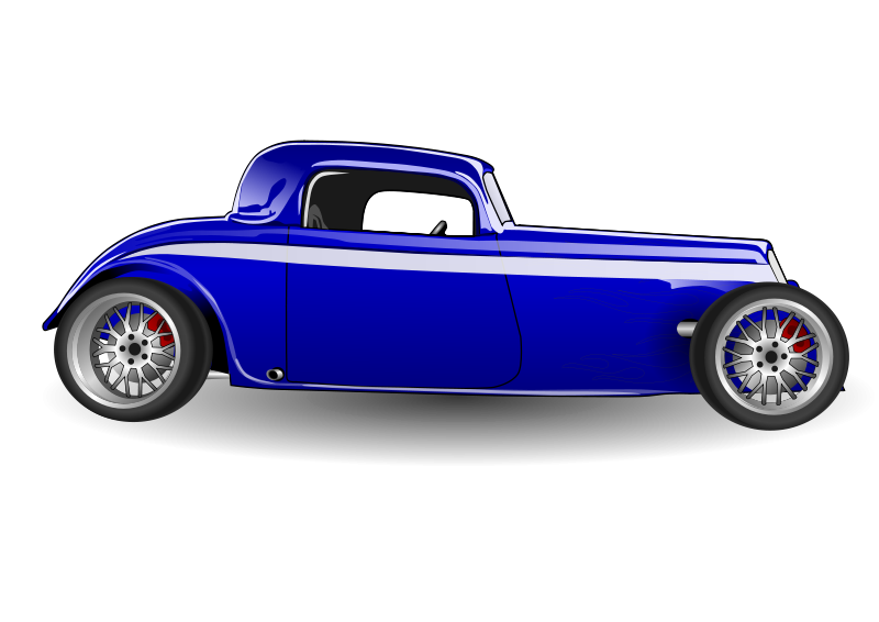 Blue Vintage Hotrod Illustration PNG with transparent background