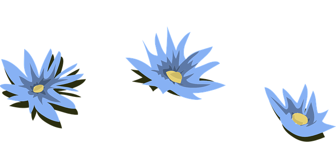 Blue Water Lilies Illustration PNG with transparent background