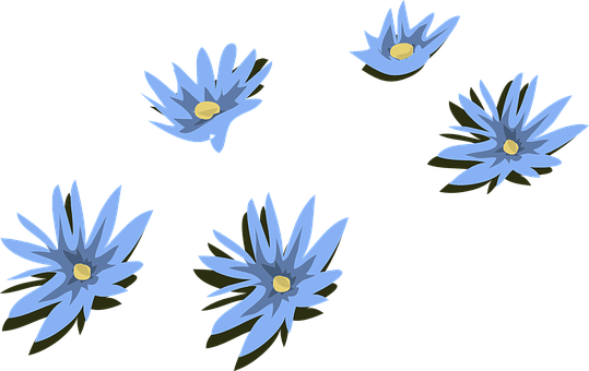 Blue Water Lilies Illustration PNG with transparent background
