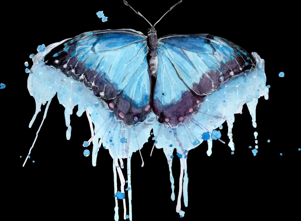 Blue Watercolor Butterfly Artwork