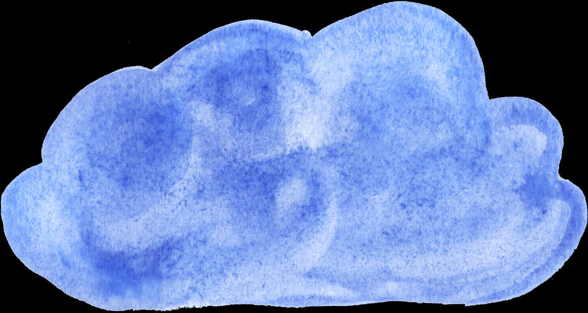 Blue Watercolor Cloud PNG with transparent background