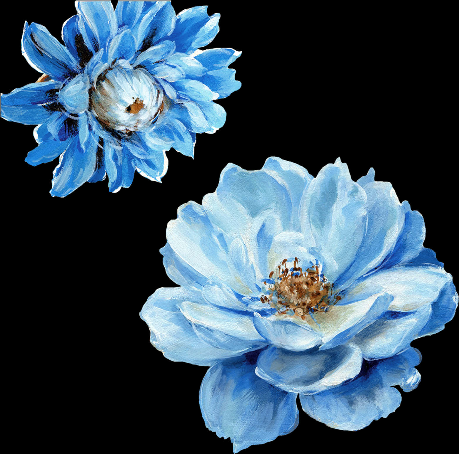 Blue Watercolor Flowers Artwork