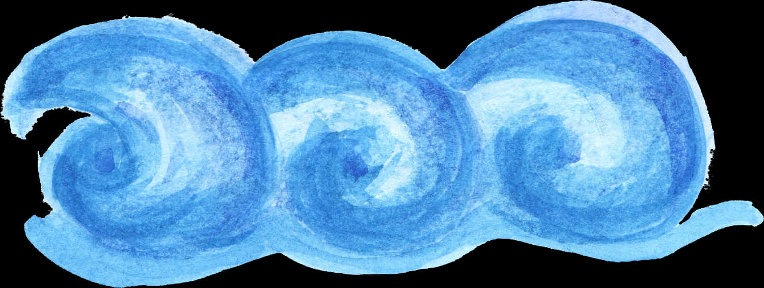 Blue Watercolor Waves PNG with transparent background