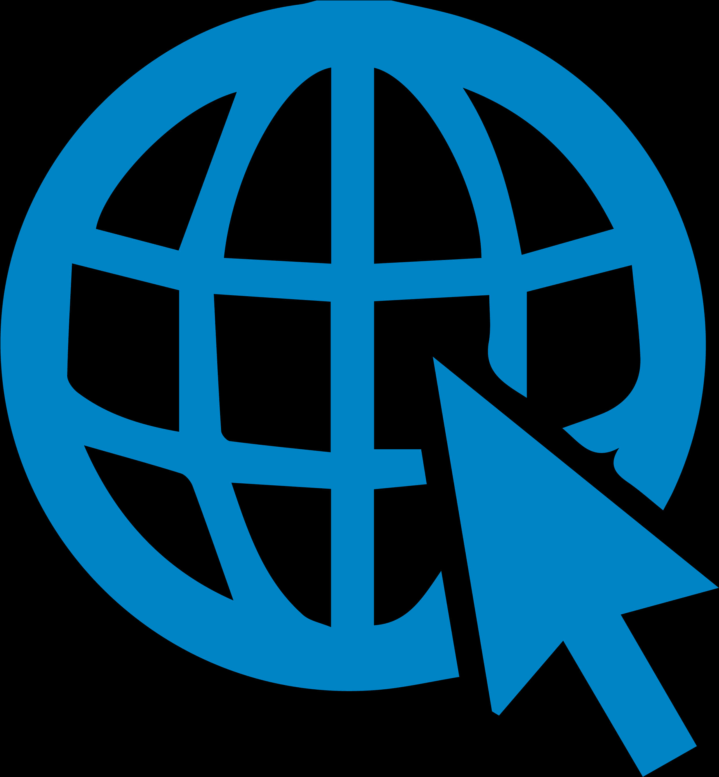 Blue Web Globeand Cursor Icon