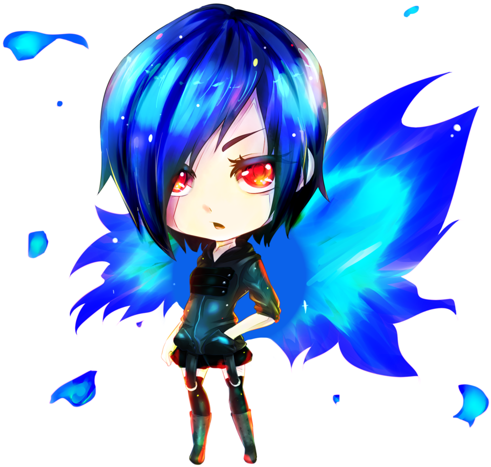 Blue Winged Anime Character PNG with transparent background
