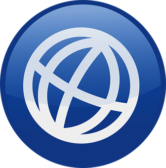 Blue World Network Icon PNG with transparent background