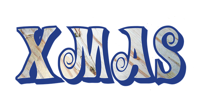 Blue X M A S Text Design PNG with transparent background