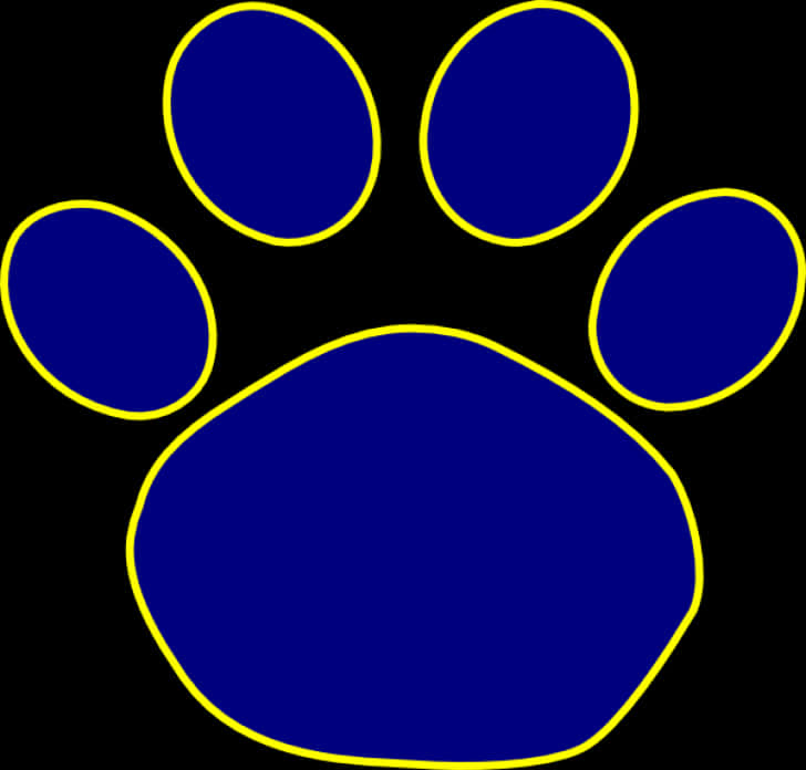 Blue Yellow Paw Print Graphic