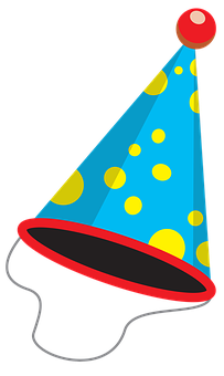 Blue Yellow Polka Dot Party Hat PNG with transparent background