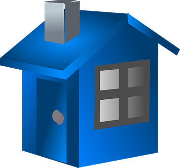 Blue3 D House Icon PNG with transparent background