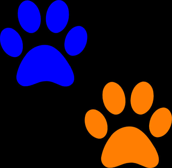 Blueand Orange Paw Prints