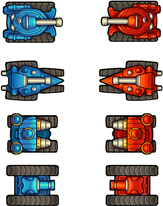 Blueand Red Tanks Top View