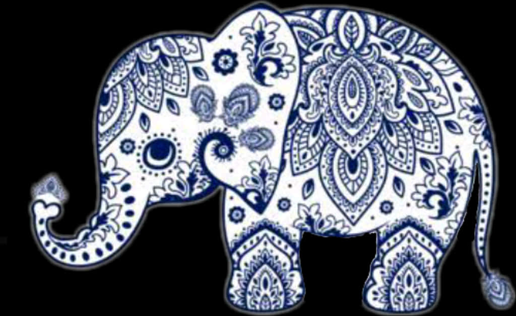 Blueand White Paisley Elephant