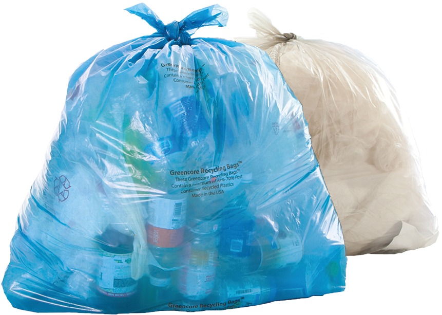 Blueand White Plastic Recycling Bags