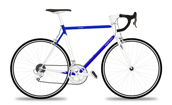 Blueand White Road Bike Illustration PNG with transparent background
