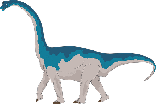 Blueand White Sauropod Dinosaur Illustration PNG with transparent background