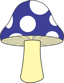 Blueand White Spotted Mushroom Illustration PNG with transparent background