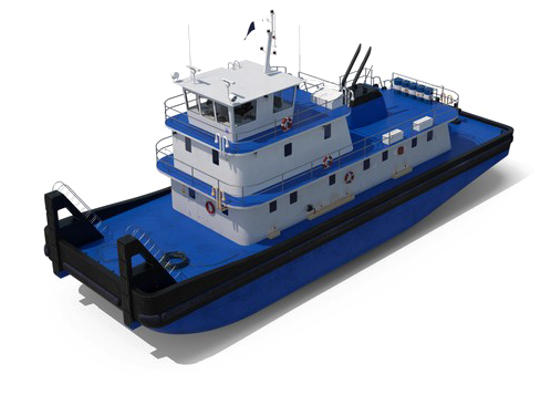 Blueand White Tugboat Isolated