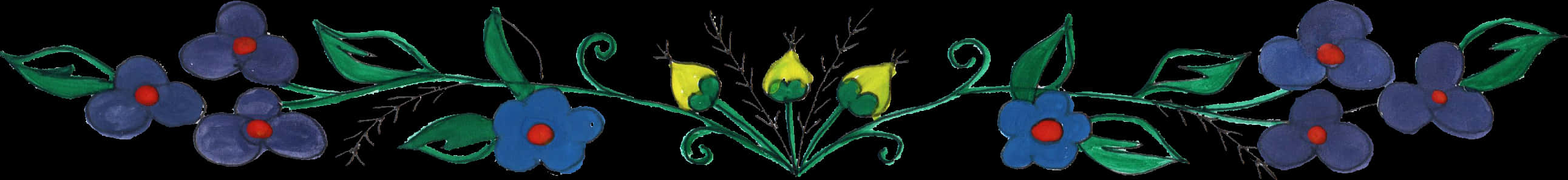 Blueand Yellow Floral Border Design PNG image with a transparent background, free high-resolution download