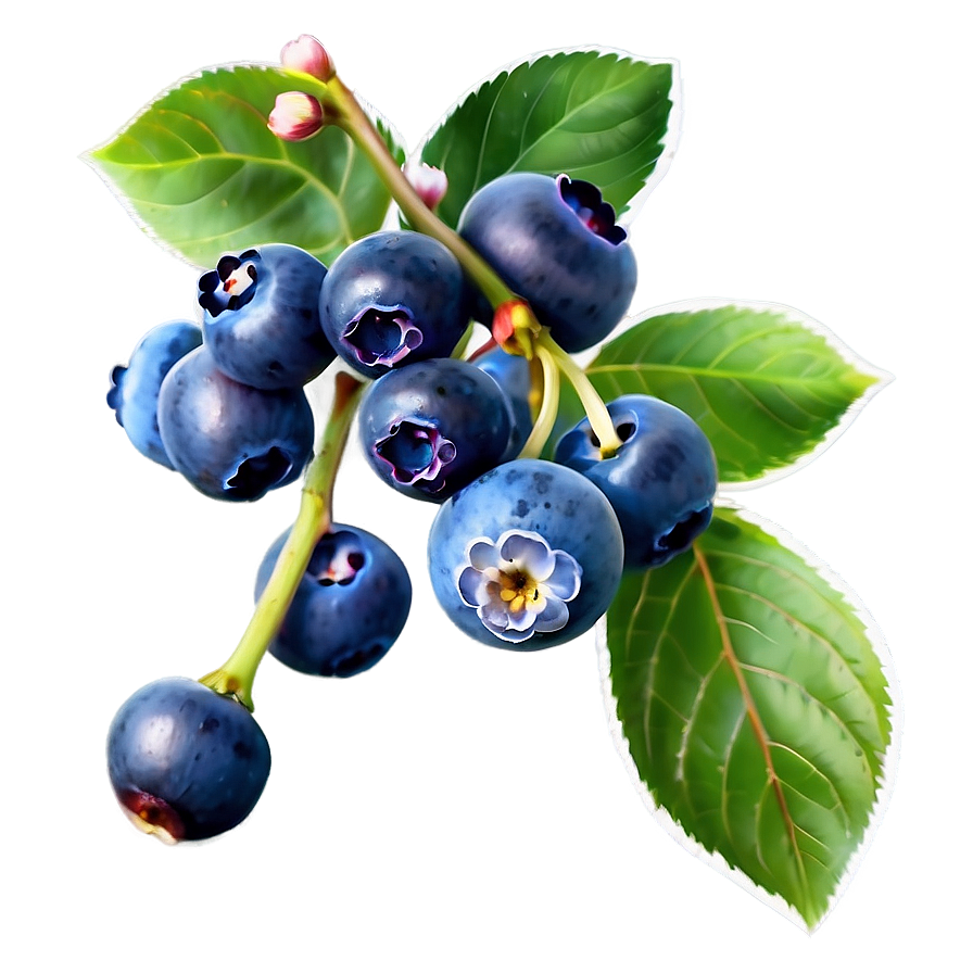 Blueberries With Flowers Png 05242024