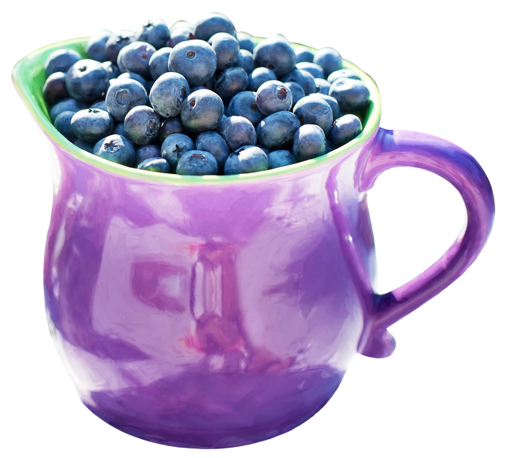 Blueberriesin Purple Cup PNG with transparent background