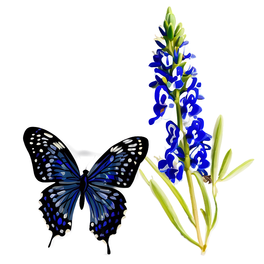 Bluebonnet With Butterfly Png Qnk