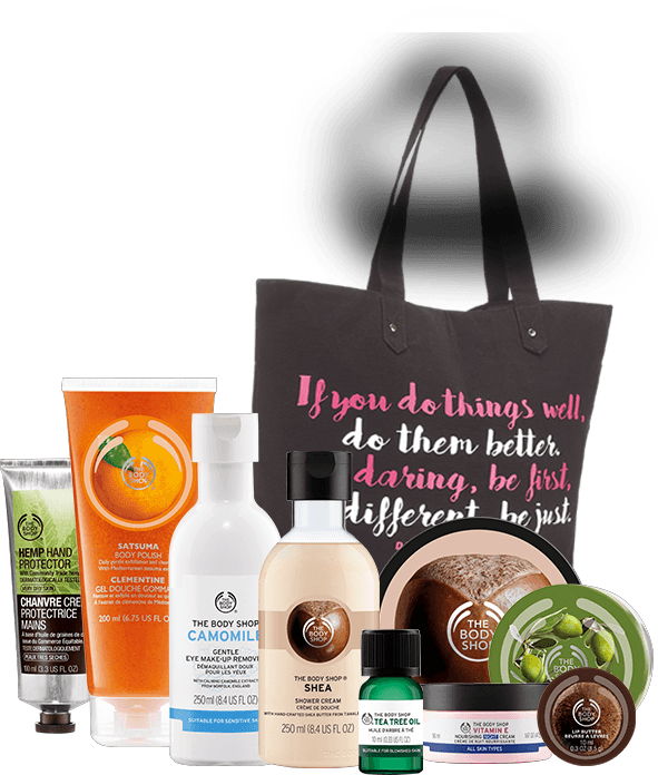 Body Shop Beauty Products Collection PNG with transparent background