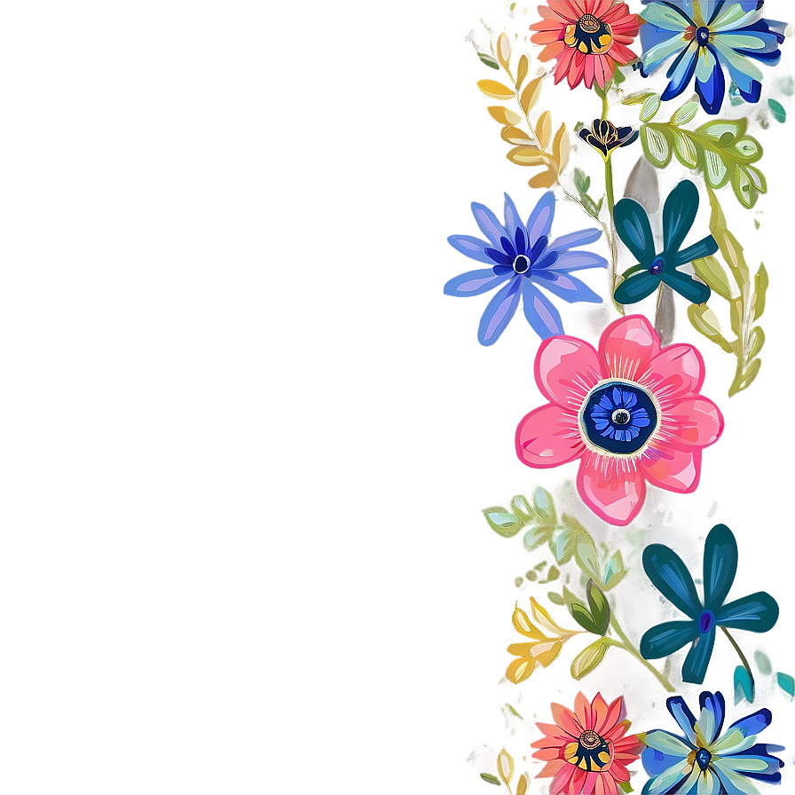 Boho Flowers Mural Png 68