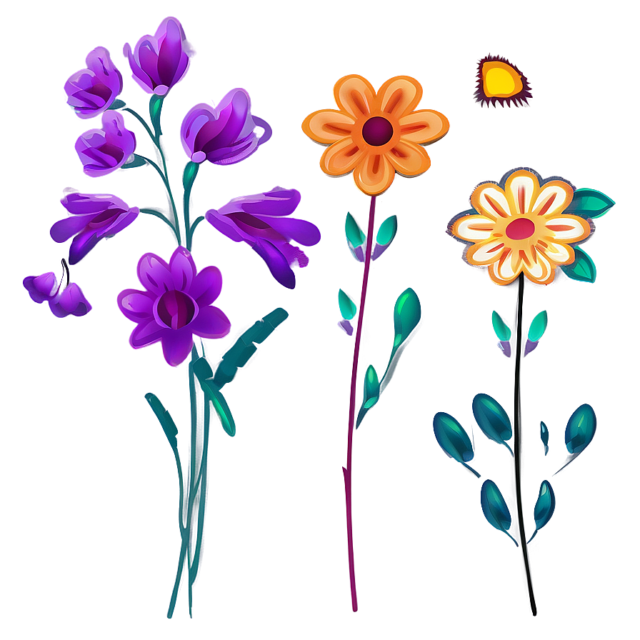 Boho Flowers Outline Png 81