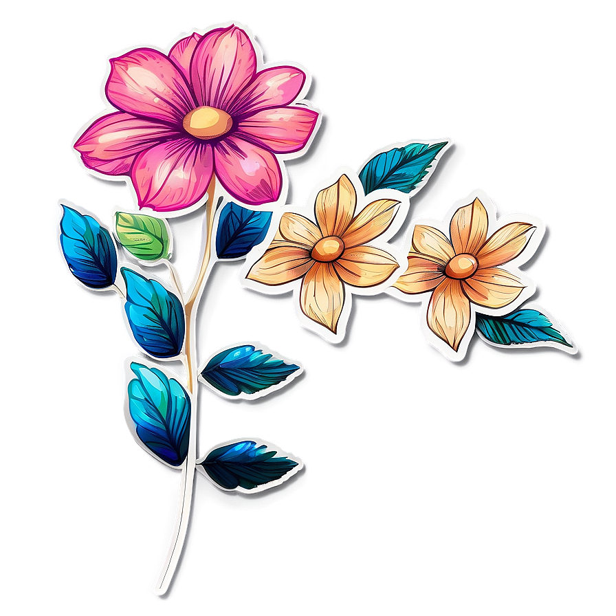 Boho Flowers Sticker Png Esv77