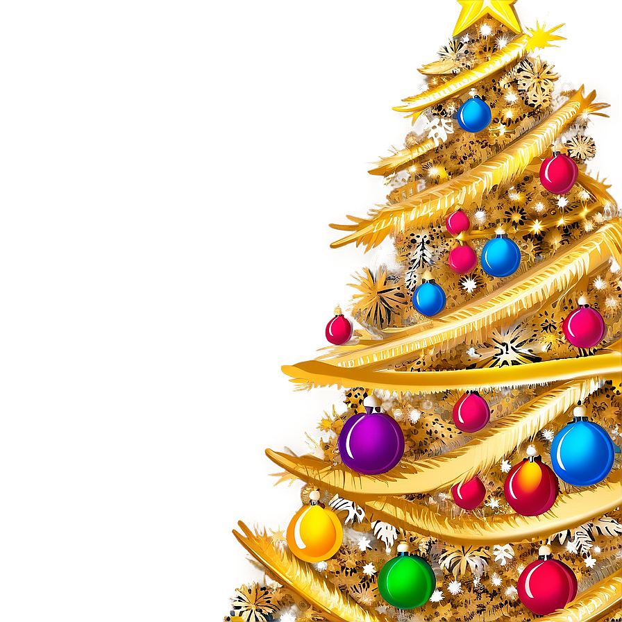 Bold Gold Christmas Tree With Bright Colors Png Oyr