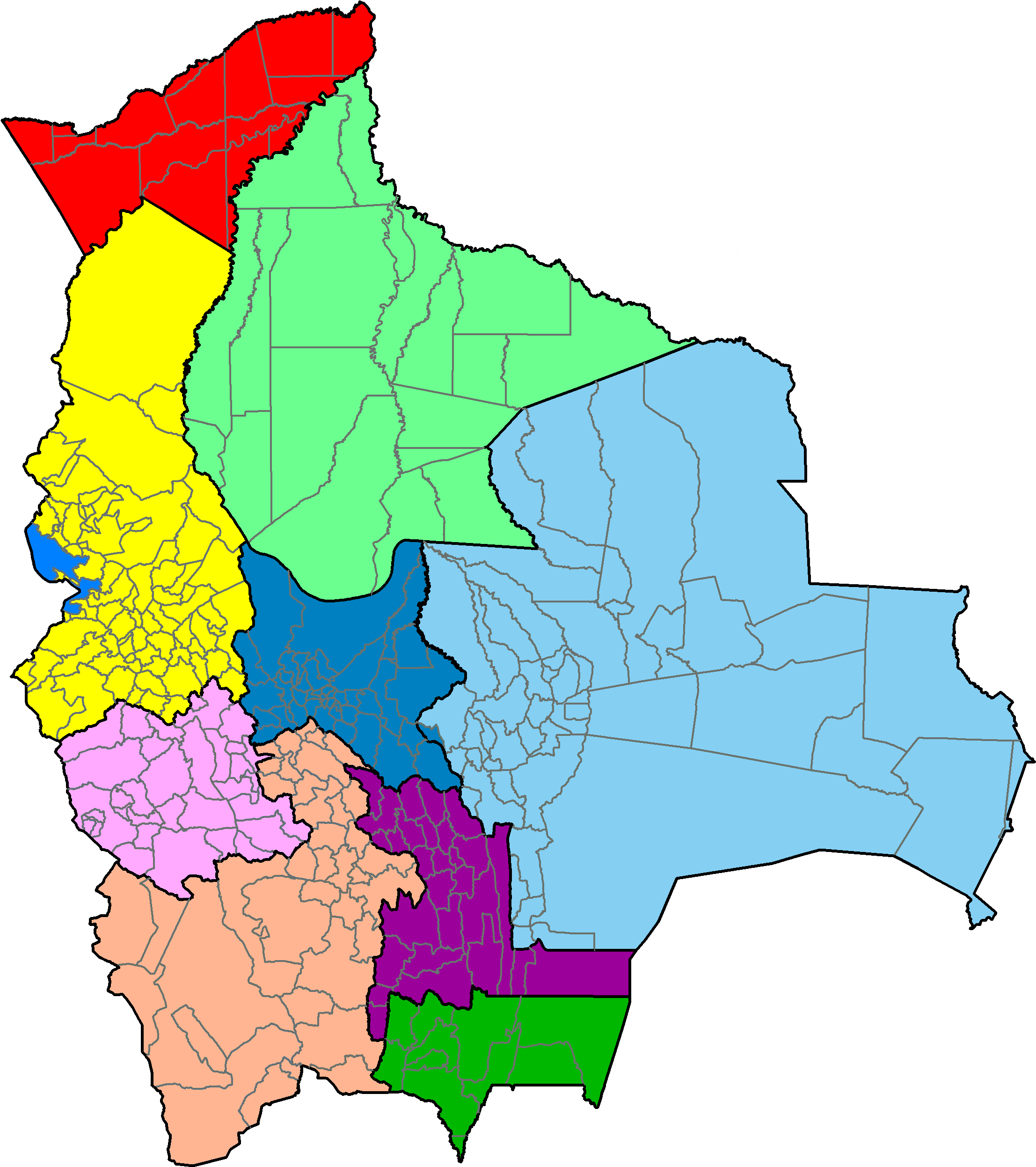 Bolivia Administrative Divisions Map