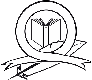 Book Logo Blackand White PNG with transparent background