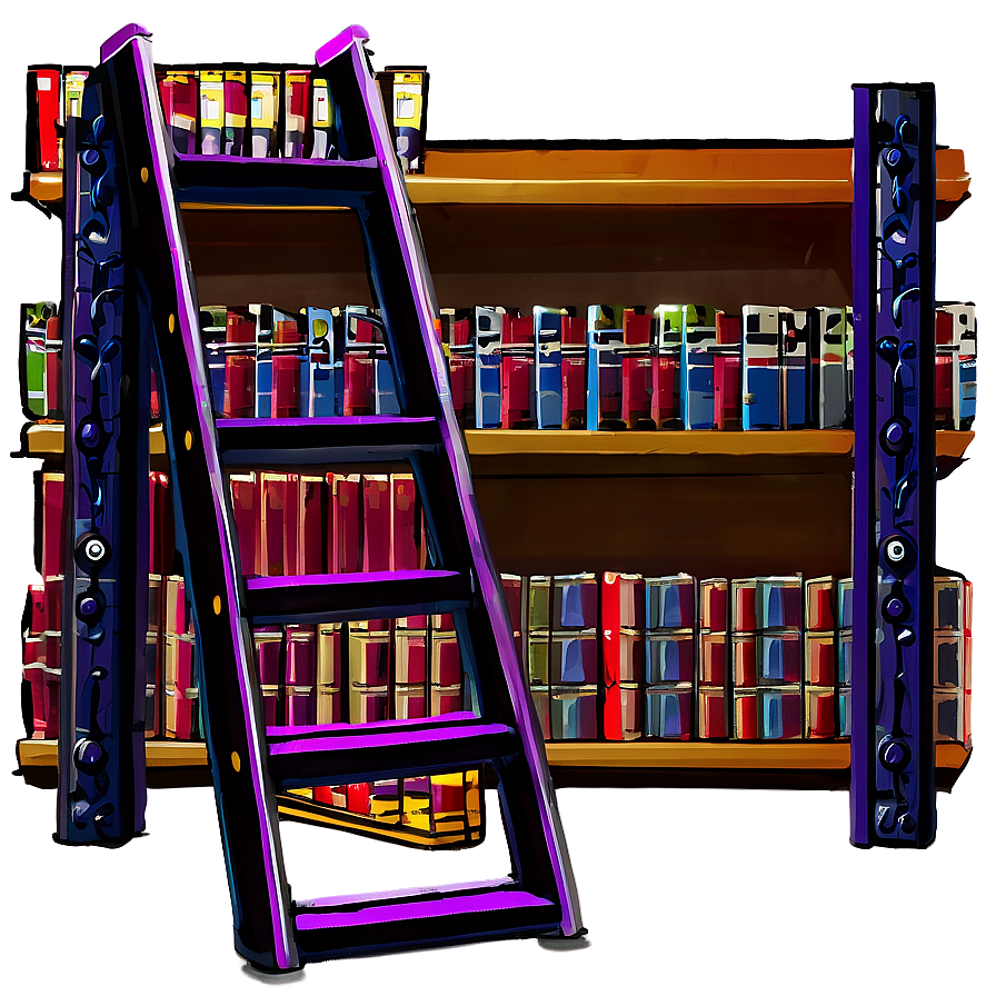 Bookshelf With Ladder Png Rlx27