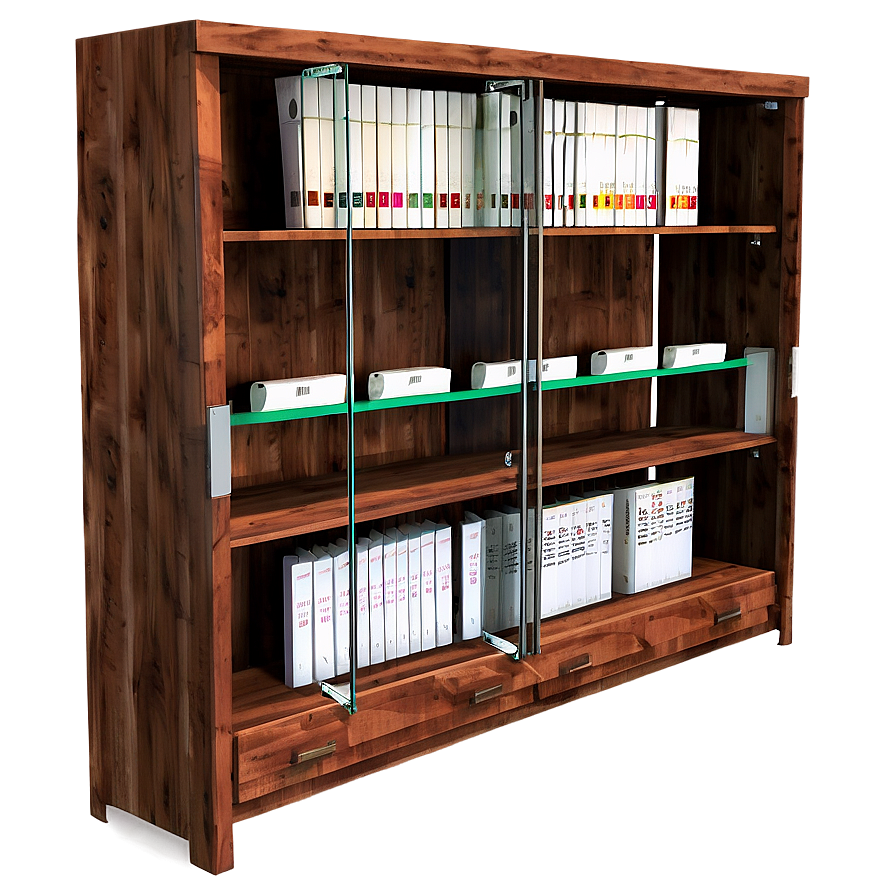 Bookshelf With Sliding Doors Png Rvf