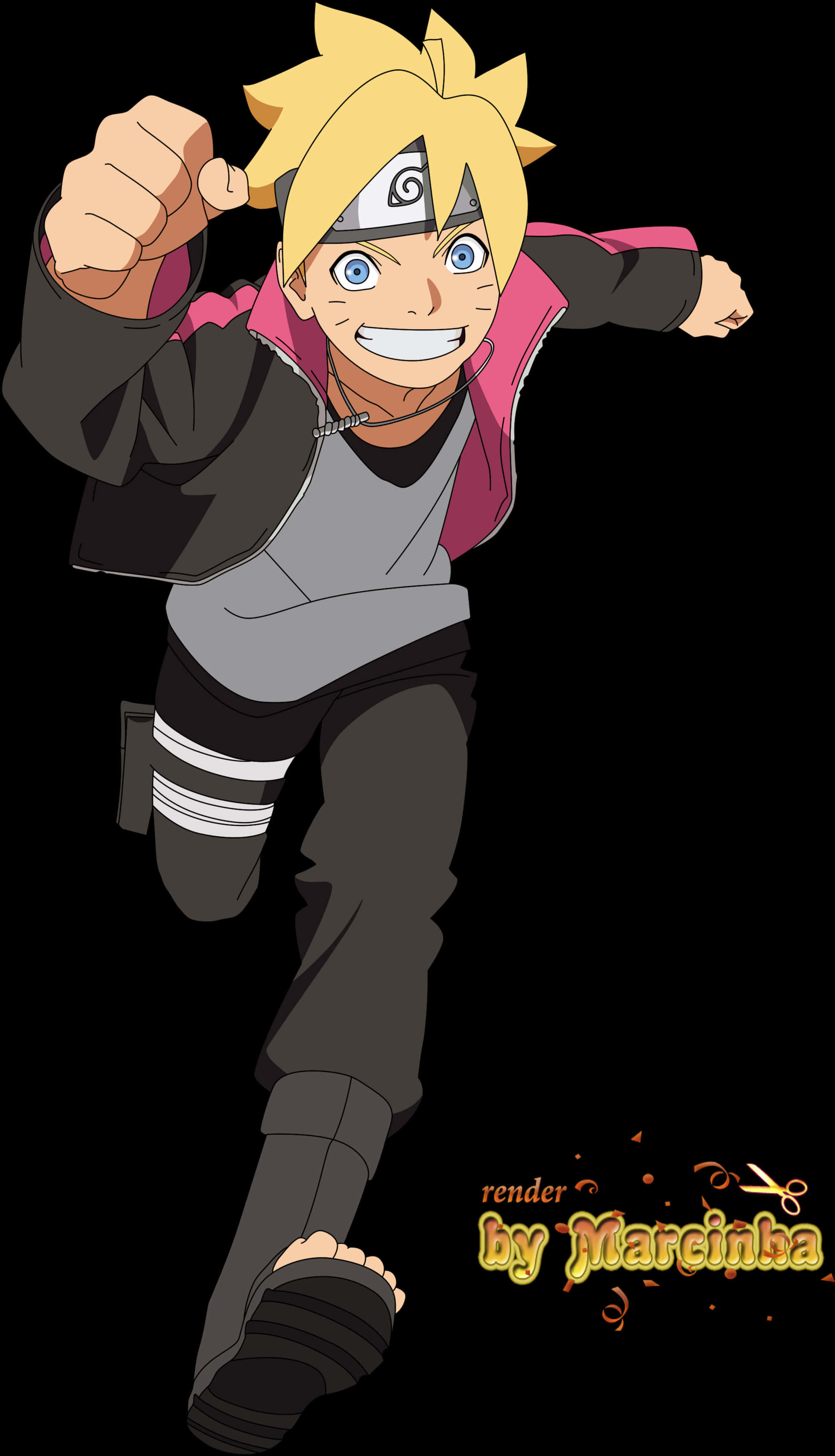 Boruto Uzumaki Action Pose PNG with transparent background