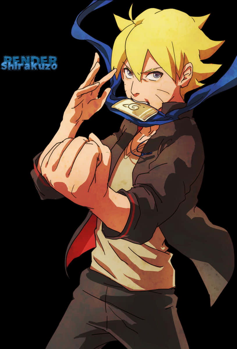 Boruto Uzumaki Anime Artwork PNG with transparent background