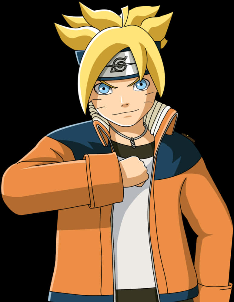 Boruto Uzumaki Confident Stance PNG with transparent background
