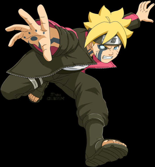 Boruto Uzumaki Ninja Stance PNG with transparent background