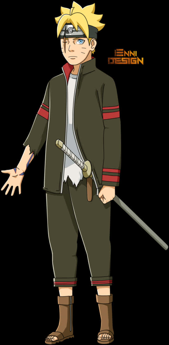 Boruto Uzumaki Readyfor Action PNG with transparent background