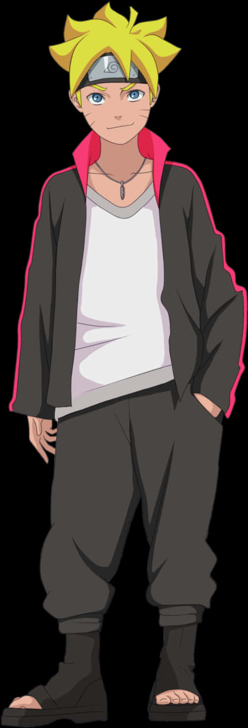 Boruto Uzumaki Standing Pose PNG with transparent background