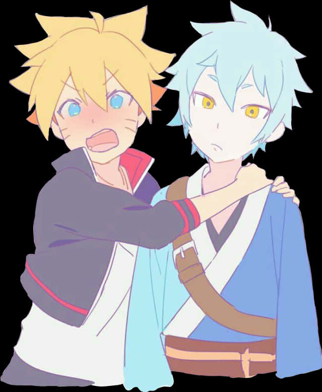 Borutoand Mitsuki Friendship Moment PNG with transparent background