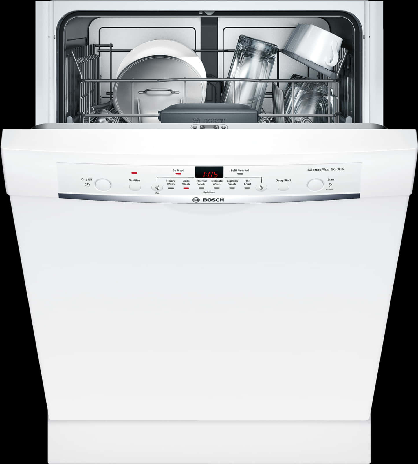 Bosch Dishwasher Open View PNG with transparent background