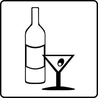 Bottle_and_ Martini_ Glass_ Icon PNG with transparent background