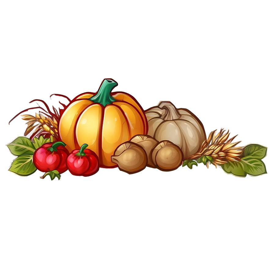 Bountiful Harvest Thanksgiving Border Png Cnc14