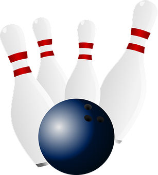 Bowling Pinsand Ball Graphic PNG with transparent background